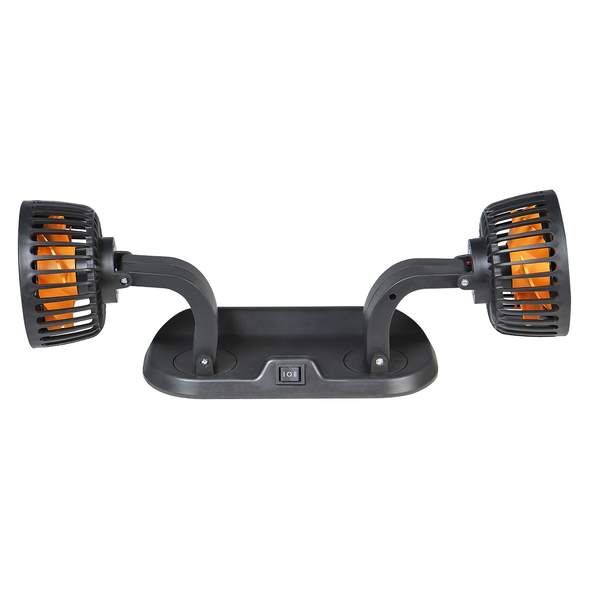 Вентилятор в салон двойной поворотный 360, 2x10.5см, 12В, общая регулировка, скотч