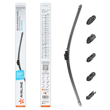 Щетка стеклоочистителя бескаркасная SILICONE 500мм (20") 5 адаптеров