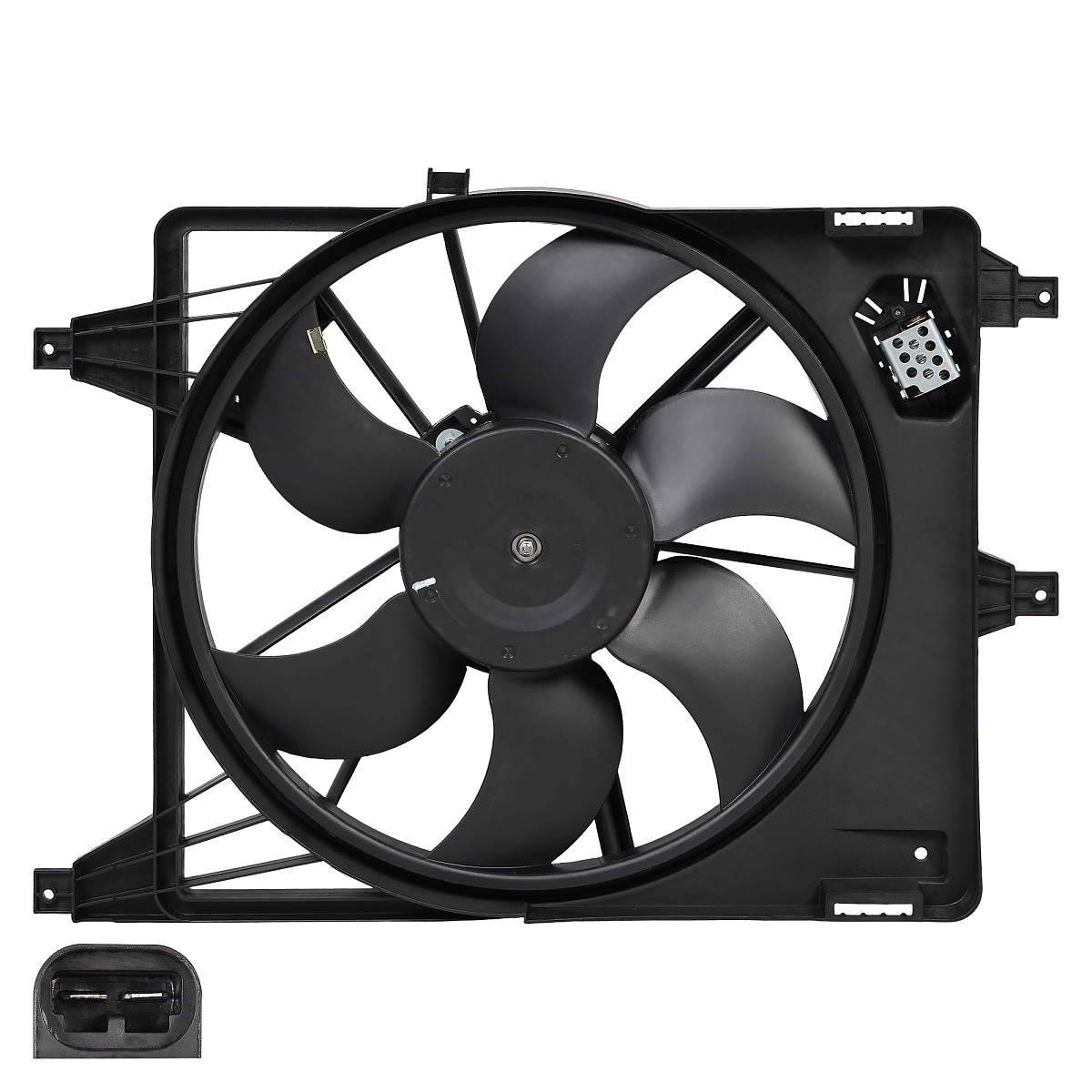 Электровентилятор охлаждения для автомобилей Logan (04-) A/C (с кожухом и резистором)