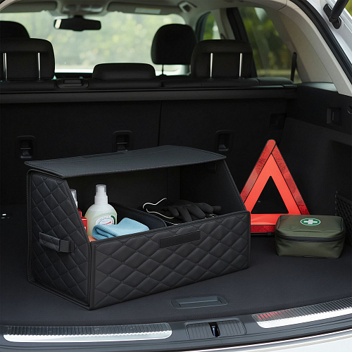 Органайзер-саквояж в багажник (55*30*35 см), стёганный ромб, цвет черный, МП-серия