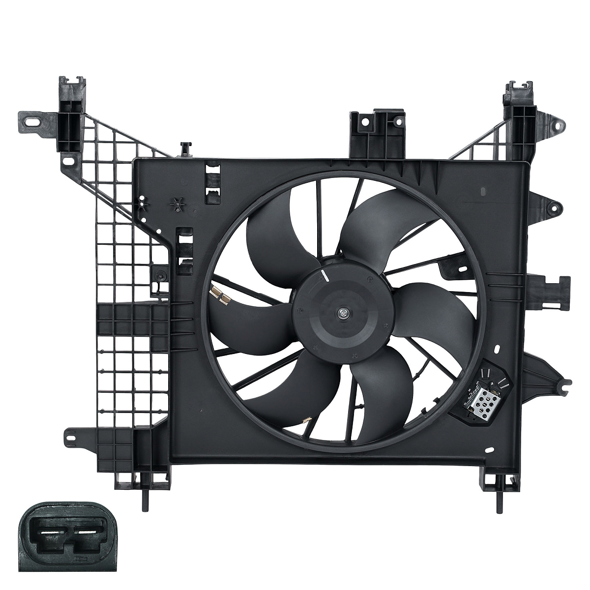 Электровентилятор охлаждения для автомобилей Duster (10-) A/C (с кожухом и резист.)