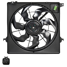 Электровентилятор охлаждения для автомобилей Hyundai Santa Fe III (12-) 2.2D (с кожухом и резистором)