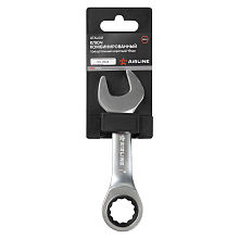 Ключ комбинированный трещоточный короткий 19мм PRO, пласт.подвес