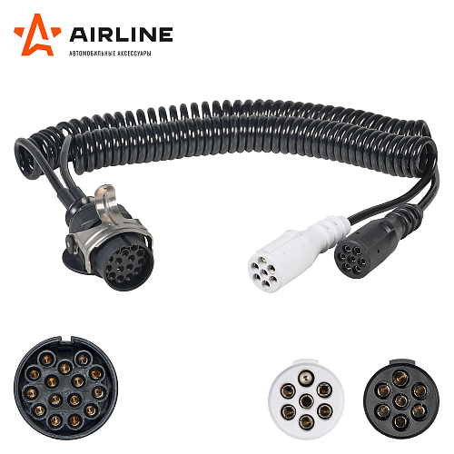 Кабель прицепа 24В адаптер с 15 конт. на тип-N 7 конт. и тип-S 7 конт. 5,5м (литой)