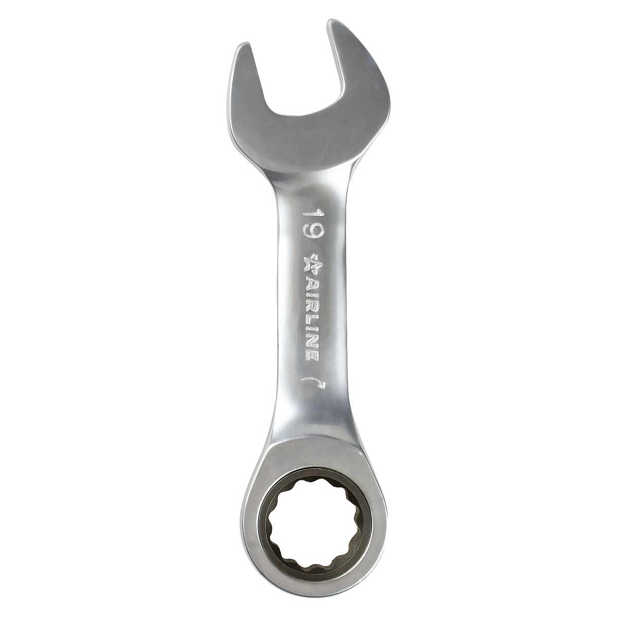 Ключ комбинированный трещоточный короткий 19мм PRO, пласт.подвес