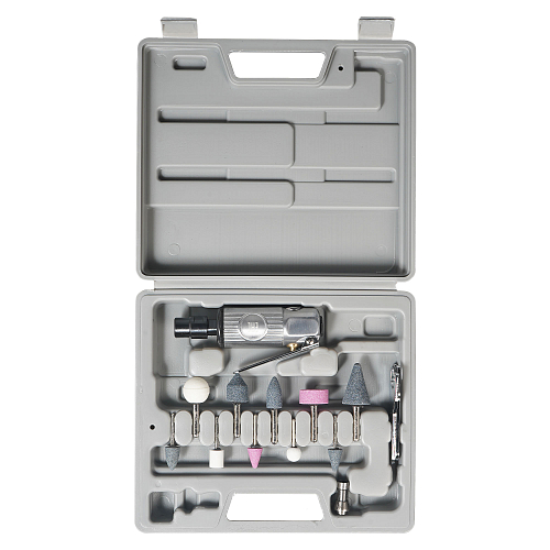 Машинка шлифовальная пневматическая 120мм, 25000 об/мин прямая с оснасткой 16 пр. кейс