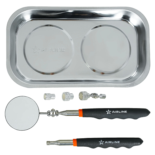 Инструмент инспекционный, набор 5пр. (захват 2.2.кгc, шарнир 3.6кгc, зеркало D=50мм, магнит.тарелка 136х237мм)