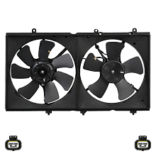 Электровентилятор охлаждения для автомобилей Mitsubishi Lancer IX (03-) 1.3i/1.6i (2 вент.) (с кожухом)