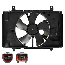 Электровентилятор охлаждения для автомобилей Nissan Tiida (04-) 1.6i (с кожухом и резистором) A/C+