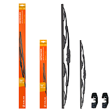 Щетки стеклооч комплект (2 штуки) 650/400мм (26"/16") каркасные с креплением "Крючок 9х3, 9х4 мм" (AWBJ013) МП-серия