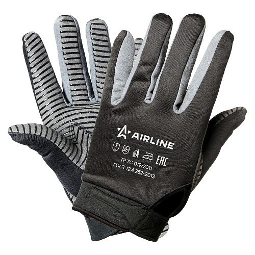 Перчатки полиэфир/замша "Механик" с противоскольз. покрытием ладони (XL), черн./сер., с подвесом