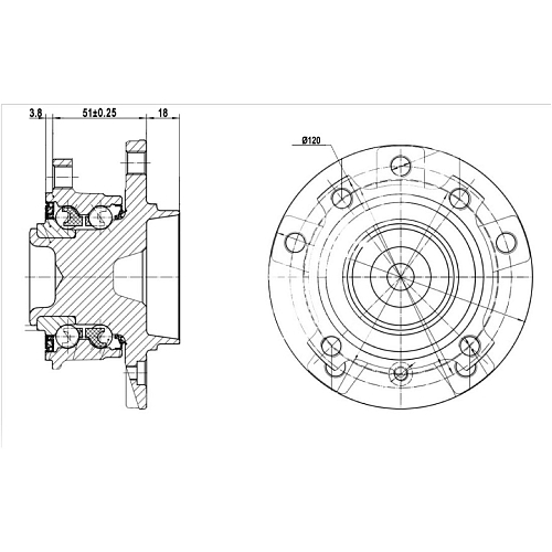 Ступица передняя в сборе с подшипником для автомобиля BMW 5 (01-)/BMW 6 (04-)