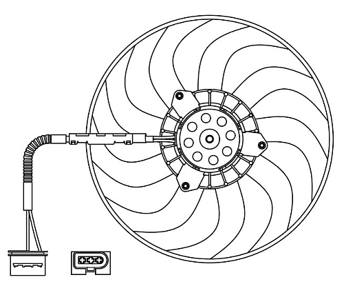 Электровентилятор охлаждения без кожуха для автомобилей Skoda Octavia (96-)/VW Golf IV (96-) (1 скор.)