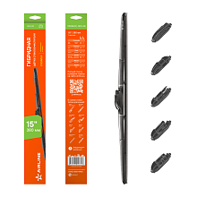 Щетка стеклоочистителя 380 мм (15") гибридная 5 адаптеров