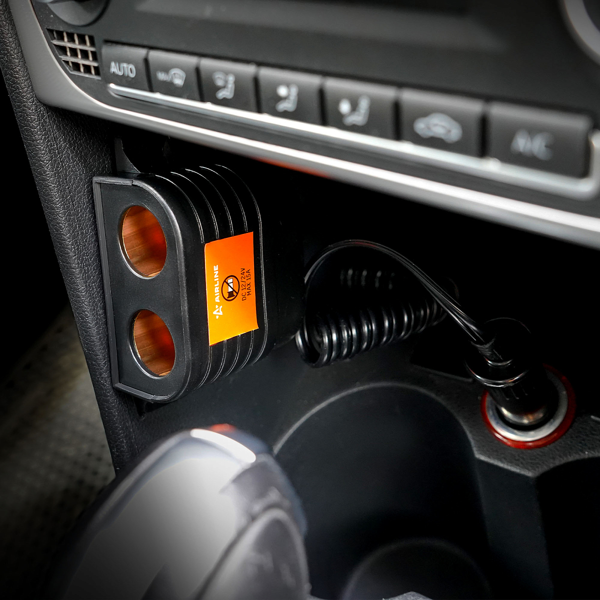 Разветвитель прикуривателя 2 гнезда 15А, витой шнур