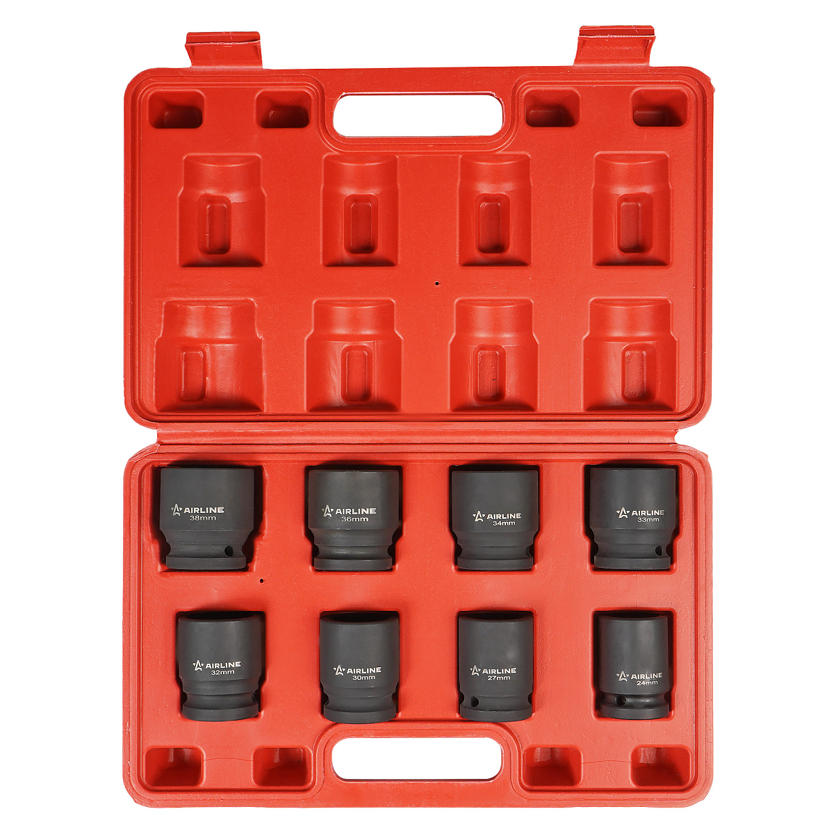 Набор головок ударных 3/4"DR L=56мм, 8пр. (24-38мм) пласт. кейс.