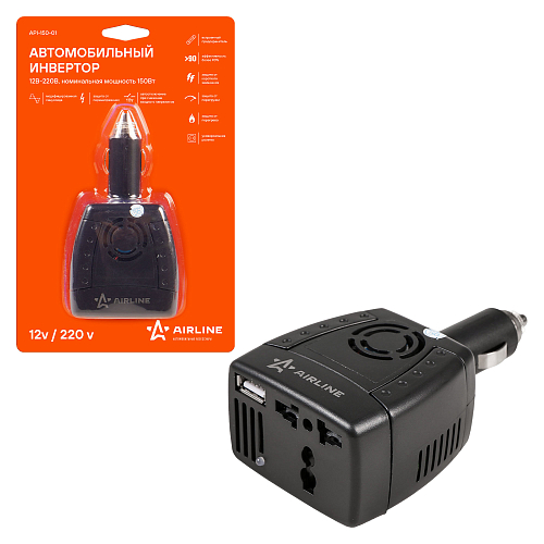 Инвертор автомобильный 12В-220В, 150 Вт