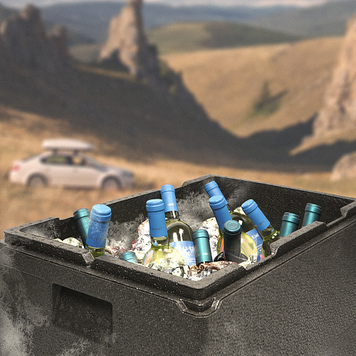 Термоконтейнер с крышкой 32 л, 600*400*240мм, ВПП, цвет черный