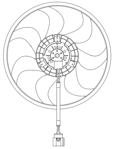 Электровентилятор охлаждения для автомобилей Transporter T5 (03-) (без кожуха)