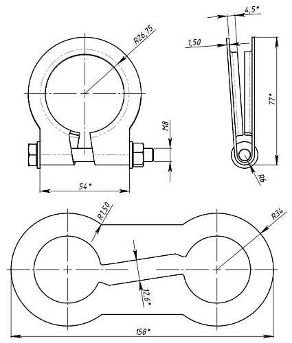 Хомут глушителя кольцевой 54мм.