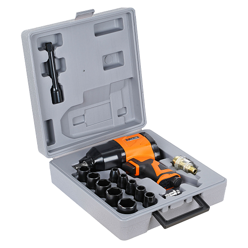 Гайковерт пневматический ударный композитный 1/2"DR 330Нм PRO с головками 17пр. (9-27мм), кейс