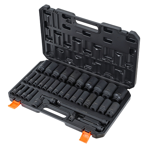 Набор головок ударных 1/2"DR L=78мм, 34пр. (8-36мм) пласт.кейс