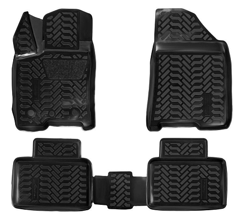 Ковры для Лада Vesta (15-), 4 шт., (крепеж), выс. борт, 3D с подпятником, ТЭП, черн.