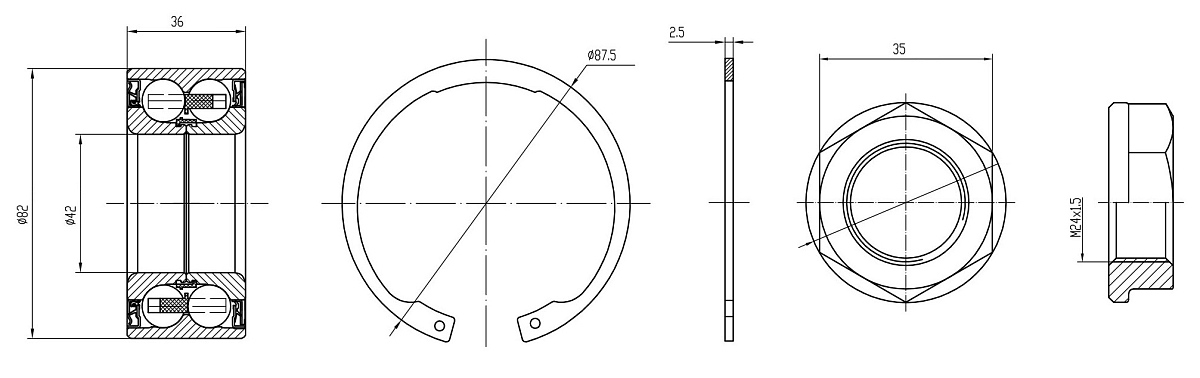 Ремкомплект ступицы передней для автомобиля Peugeot 307 (00-)/308 (07-)