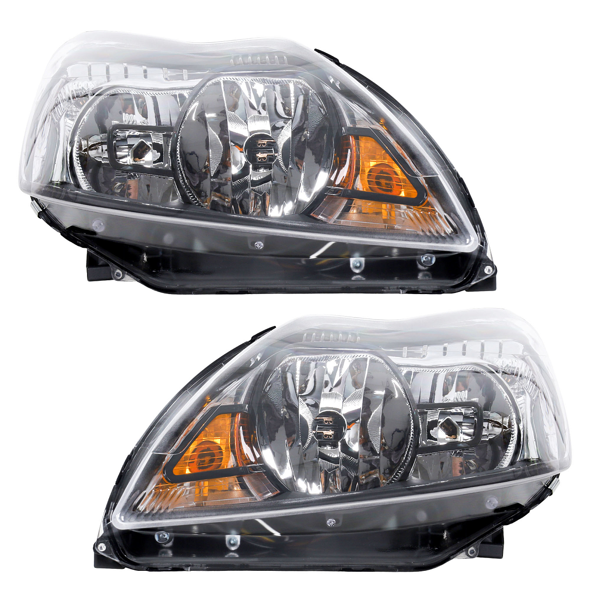 Фары для автомобилей Ford Focus II (05-) (головного света) рестайлинг, галоген, электрический корректор., цвет рамы: черный, комплект: левая и правая (2 штуки)