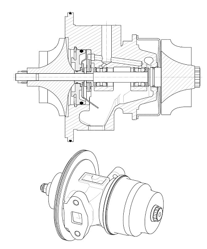 Картридж турбокомпрессора для а/м КАМАЗ 740.63 E-3 (тип S2B)