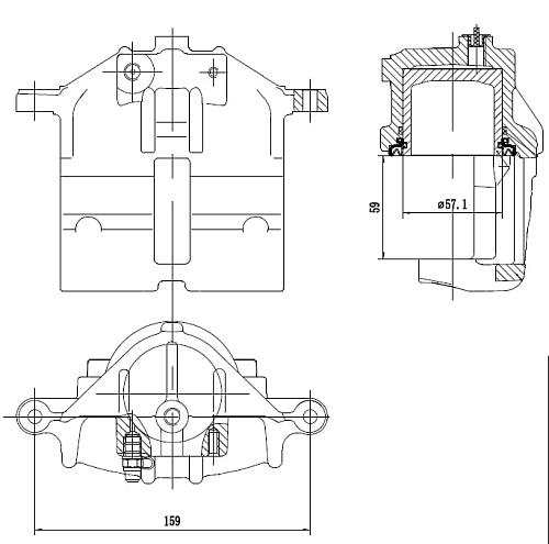 Суппорт тормозной для автомобилей ГАЗ 3302 левый/3110 правый передний d=57мм (без скобы)