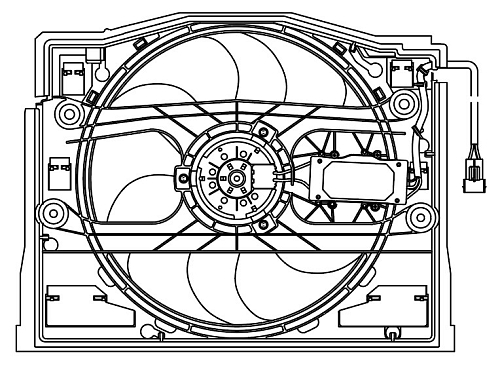 Электровентилятор кондиционера для автомобилей BMW 3 (E46) (98-) (с кожухом)