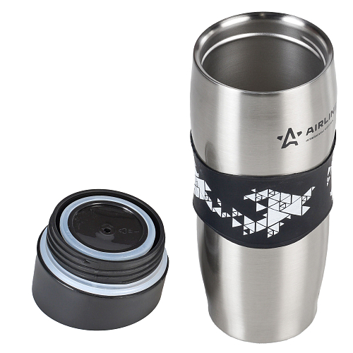 Термокружка с клапаном, 380 мл., металлик