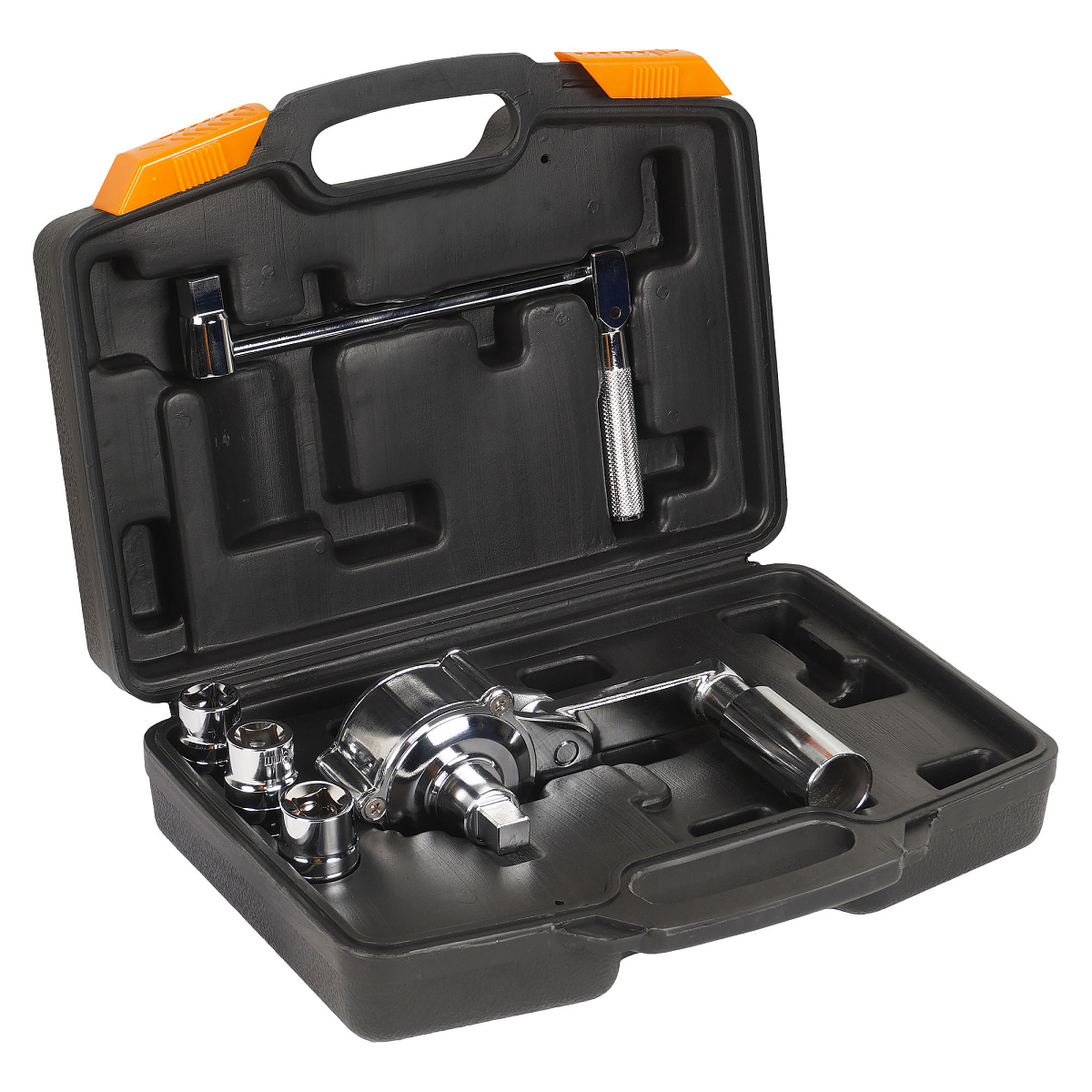 Гайковерт механич. 1/2"DR 800Нм 1:16 с головками 17, 19, 21мм пласт.кейс