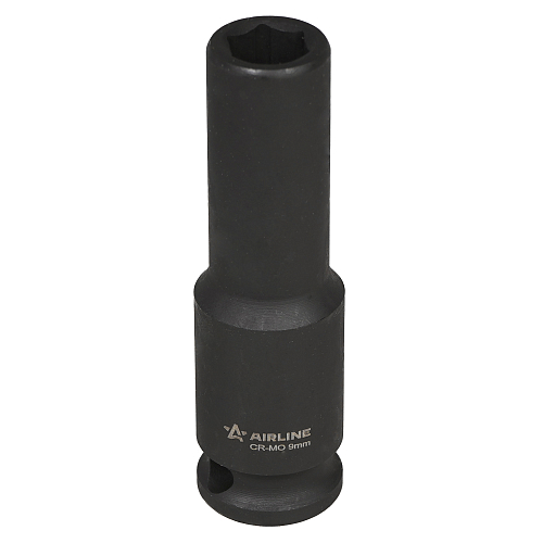 Головка ударная торцевая 3/8"DR шестигранная глубокая 9мм, L=65мм