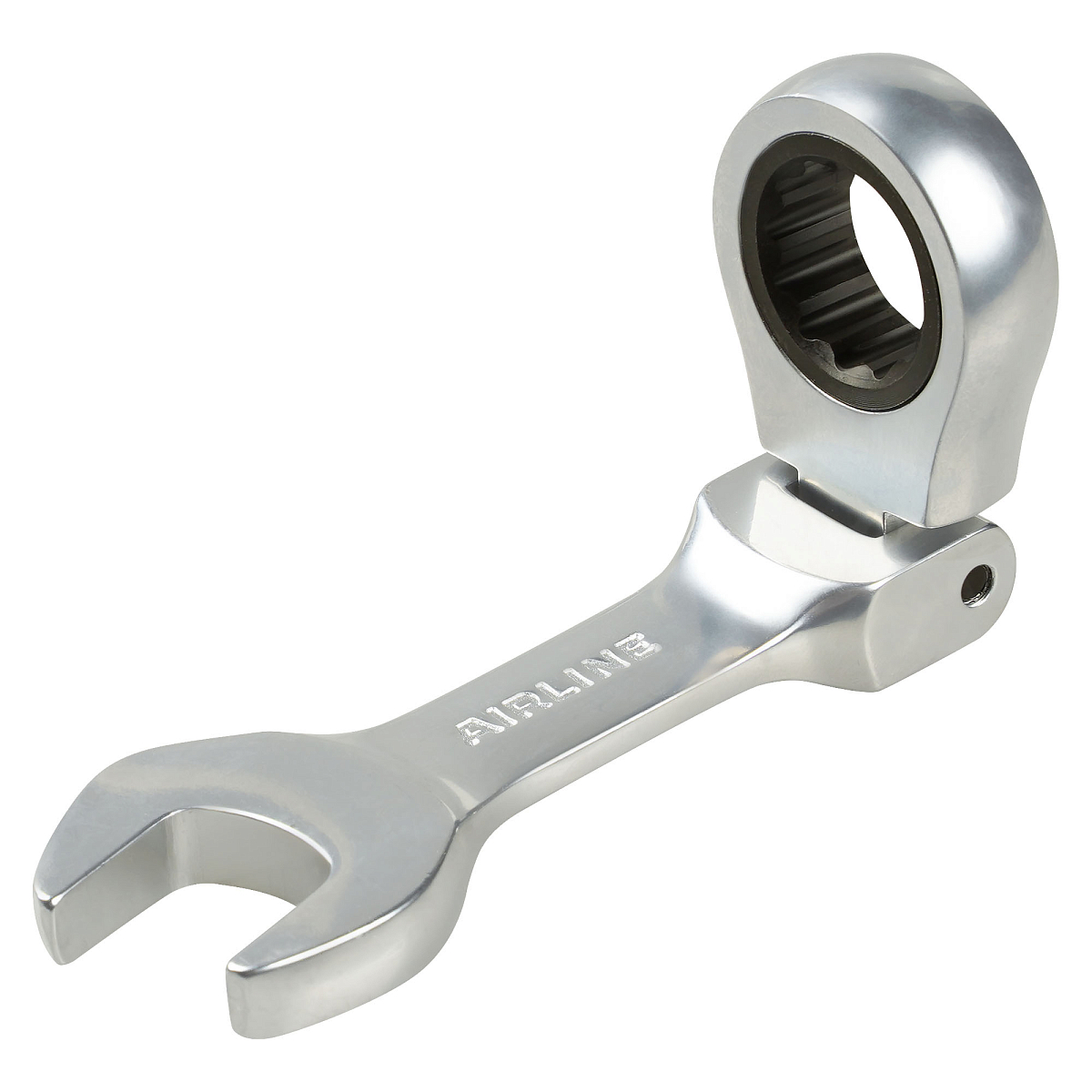 Ключ комбинированный трещоточный шарнирный короткий 15мм PRO, пласт.подвес