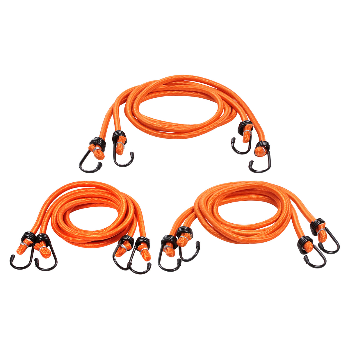 Резинки-стяжки набор 6 шт.: 2 шт.-80см, 2шт.-100см, 2шт-120см, D-8 мм, (метал. крючки)