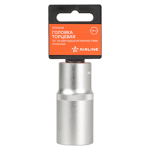 Головка торцевая 1/2"DR двенадцатигранная 27мм, L=78мм пласт.подвес