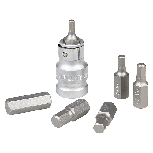 Набор бит вставок шестигранных 3/8" 30мм с держателем бит 1/2"DR 7 пр. в кейсе