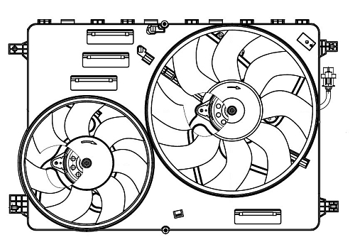 Электровентилятор охлаждения для автомобилей Land Rover Freelander II (06-) 2.2d (2 вент.) (с кожухом)