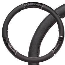 Оплетка на руль, искусственная кожа, женская модель, черная/принт, 38 см / M