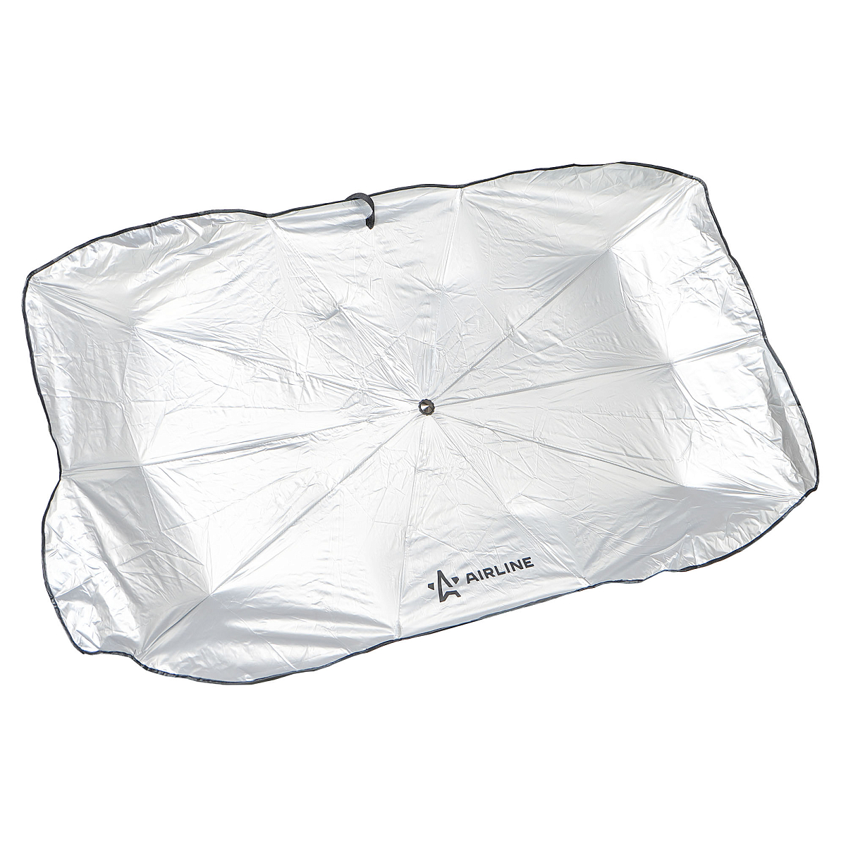 Шторка солнцезащитная 70*130см на лобовое стекло, зонт, складная, черная/серая