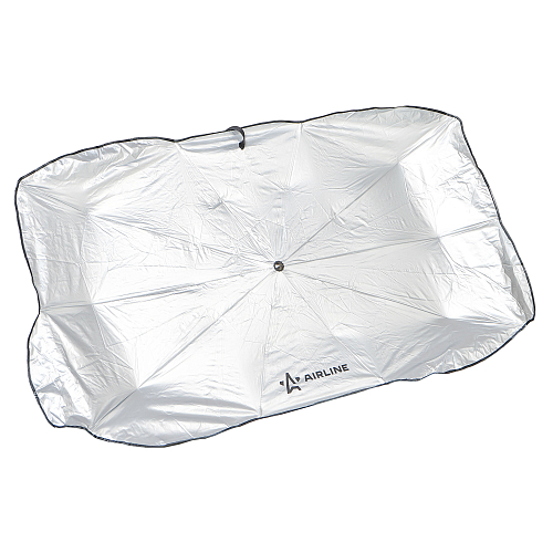 Шторка солнцезащитная 70*130см на лобовое стекло, зонт, складная, черная/серая