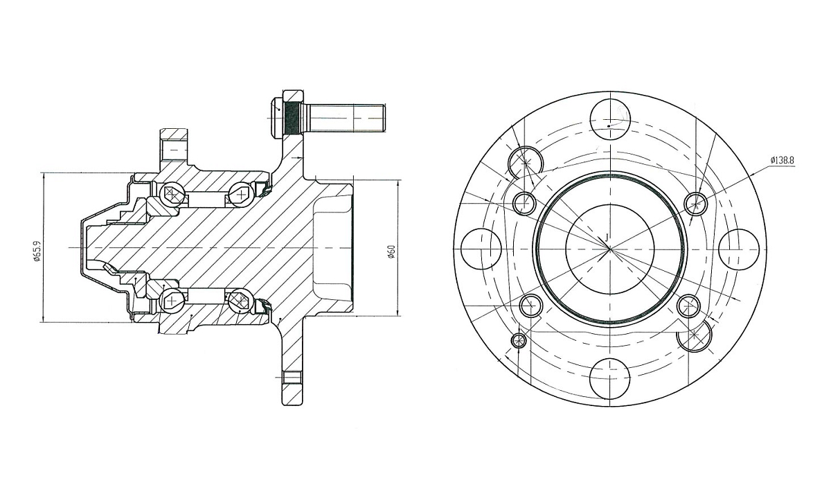 Ступица задняя в сборе с подшипником для автомобиля Chevrolet Lacetti (04-)