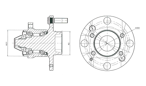 Ступица задняя в сборе с подшипником для автомобиля Chevrolet Lacetti (04-)