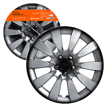 Колпаки колесные 13" "Торнадо +", серебристо-черный, карбон, компл. 2 шт.