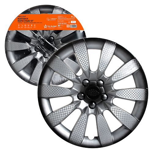 Колпаки колесные 13" "Торнадо +", серебристо-черный, карбон, компл. 2 шт.