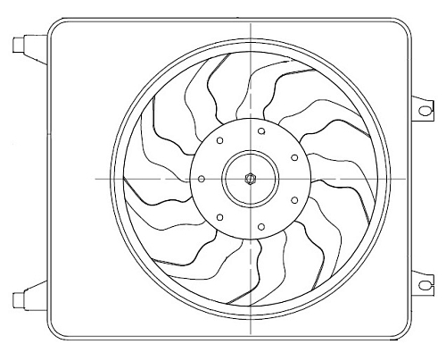 Электровентилятор кондиционера для автомобилей Hyundai Santa Fe II (06-) 2.2D/2.7i (с кожухом)