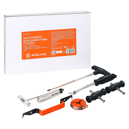 Инструмент для демонтажа стекол, набор 7пр. (нож, рукоять 2шт., струна, съем. клипс, съем. молдингов, шило)