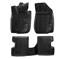 Ковры для Лада Largus (12-), 4 шт., (крепеж), выс. борт, 3D с подпятником, 1-2й ряд, ТЭП, черн.